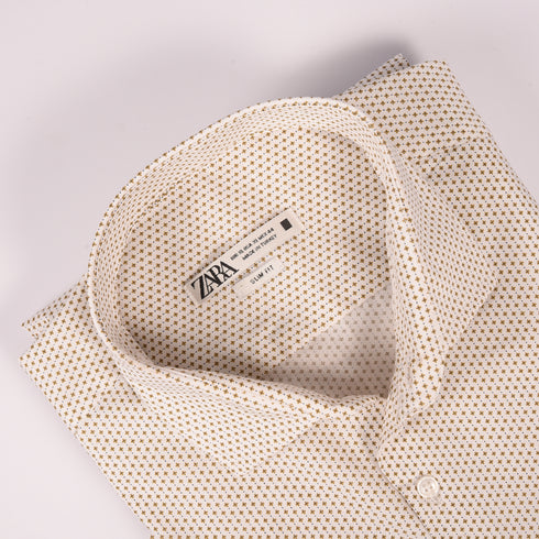 ZR White Brown Printed Shirt